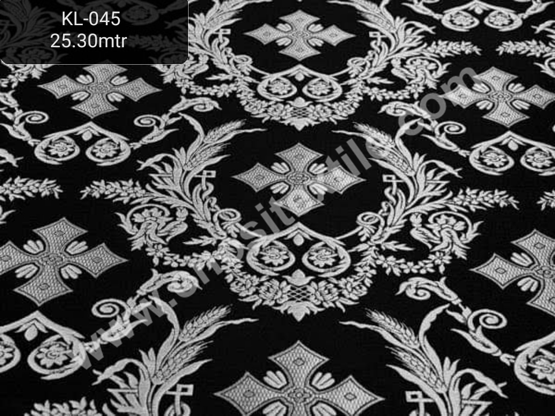KL-045 Black-Silver Brocade Fabrics
